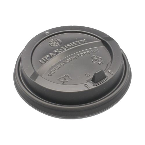 крышка д/стакана 300,400мл d=90мм черная с питейником ПП УЮ