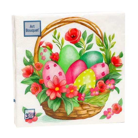 Салфетки Art Bouquet «Пасхальная корзина с цветами», 3 слоя, 33×33 см, 20 шт. от производителя в Сыктывкаре