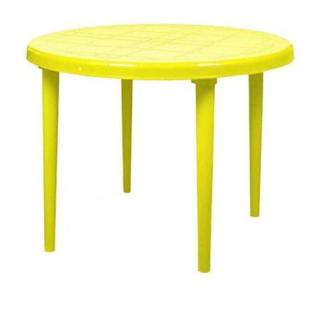 стол пластиковый  желтый 88х72 круглый