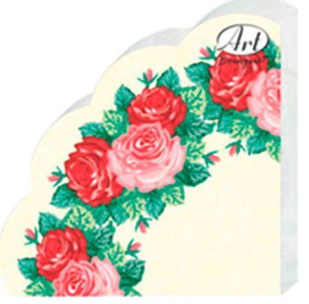 салфетки круглые 3-сл d-32 Rondo Венок из роз /12
