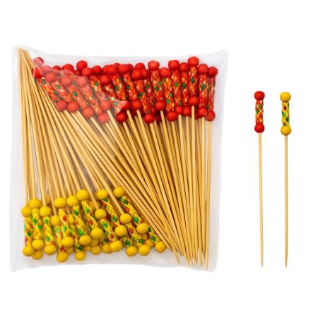 пика бамбук Самба (красно-желтые) 12 см/100