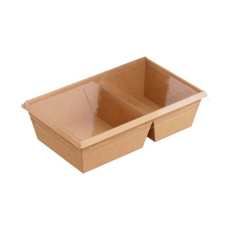 контейнер бум. 800 мл OneClick 2-секц с плоской крышкой/200х120х55/50