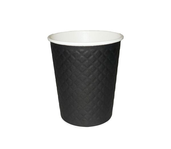 стакан бум. 200 мл Черный Waffle 2-сл *