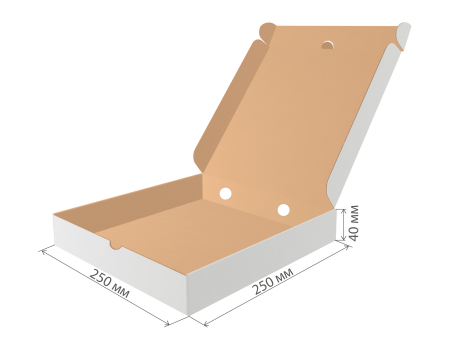 коробка под пиццу микрогофрокартон 250х250х40 бел/бур