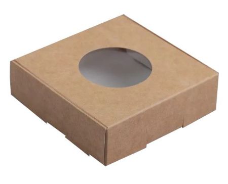 коробка бум. для печенья, бурая с окном 10х10х3