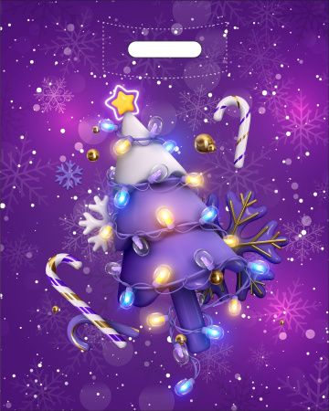 пакеты выр. 31х40 Фиолетовая ёлка НГ