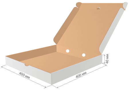 коробка под пиццу микрогофрокартон 400х400х40 бел/бур