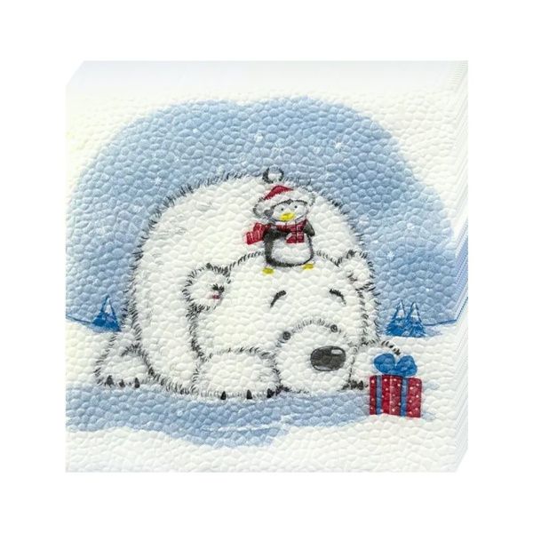 НГ салфетки 25х25 DesnaDesign НГ Мишка и пингвин/40