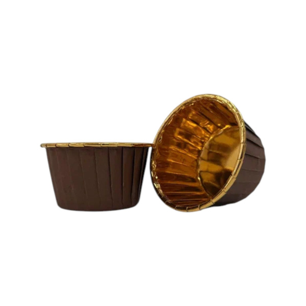 форма бум. Маффин 50х40 коричневая-золотая/100 *