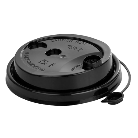 крышка д/стакана 300,400мл d=90мм черная с питейником ПП