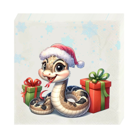 НГ салфетки 3-сл 33х33  Новогодний питончик /20