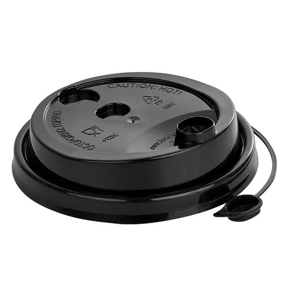 крышка д/стакана 300,400мл d=90мм черная с питейником ПП